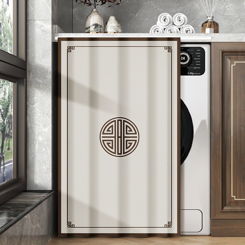 中式棉麻帘子阳台洗衣机防晒罩无门E柜子遮挡帘鞋架防尘盖布免打