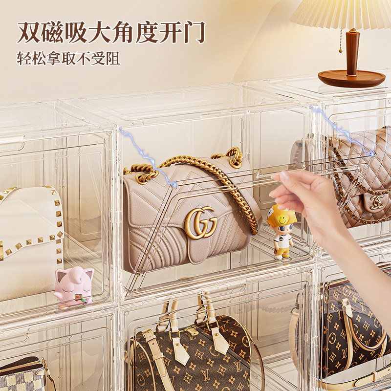 透明收纳盒包包展示盒防潮防尘奢侈品存放展示T柜家用置物架收纳
