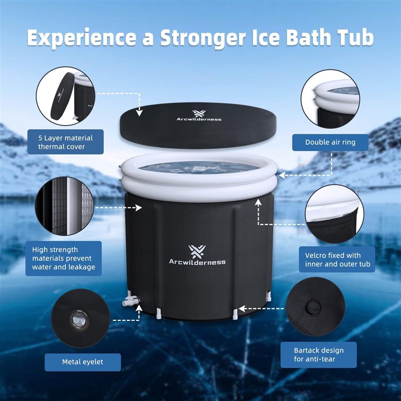 45N可拆卸内衬双层圆冰浴桶户外防漏隔热冰盆家用成W人冷热水折叠
