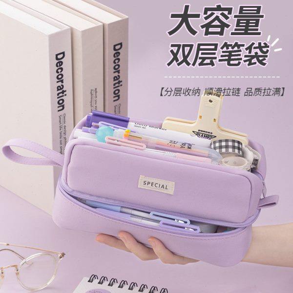 安蔻2023新款双层笔袋初中女生文具盒女孩女小学生铅笔盒孩款笔,文具电教/文化用品/商务用品,笔袋,淘宝优惠券,粉丝福利购,淘宝优惠卷