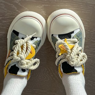 胡迪牛仔a帆布鞋男女鞋秋季休闲厚底板鞋增高丑萌大头鞋子情侣鞋
