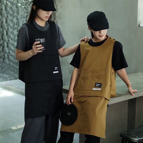 马甲围裙新款餐饮专用厨房家用奶z茶咖啡店防脏工作服定制logo印