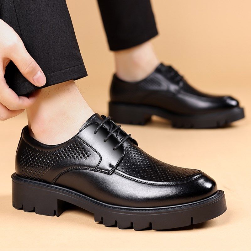 皮鞋男夏季d透气镂空凉鞋厚底尖头英伦商务正装休闲男士内增高男,流行男鞋,正装皮鞋,淘宝优惠券,粉丝福利购,淘宝优惠卷