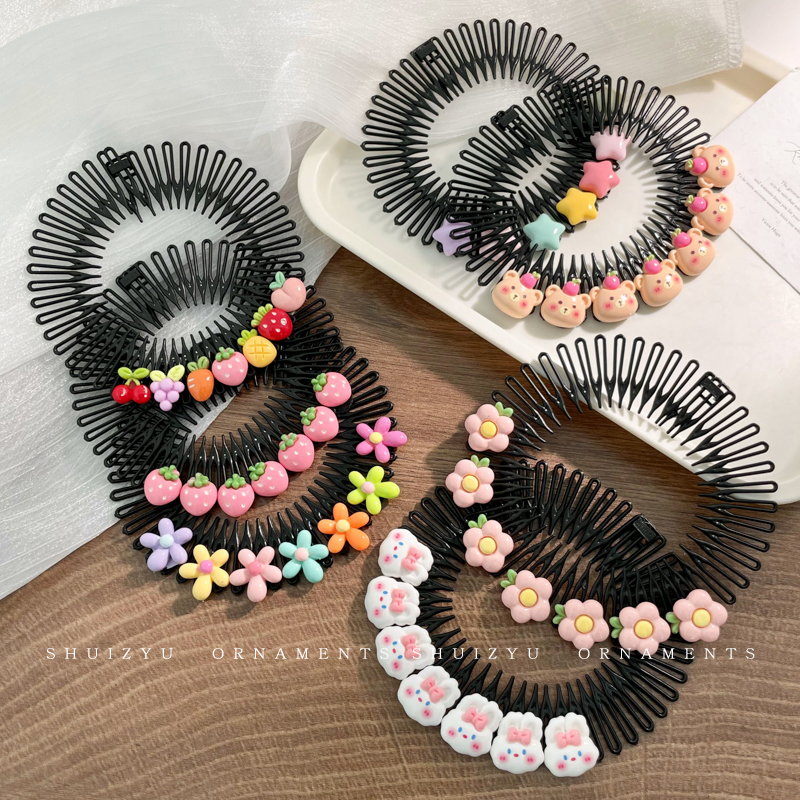 儿童糖果色插梳女童发梳女儿童隐形无痕发卡毛发碎发整理神器头饰