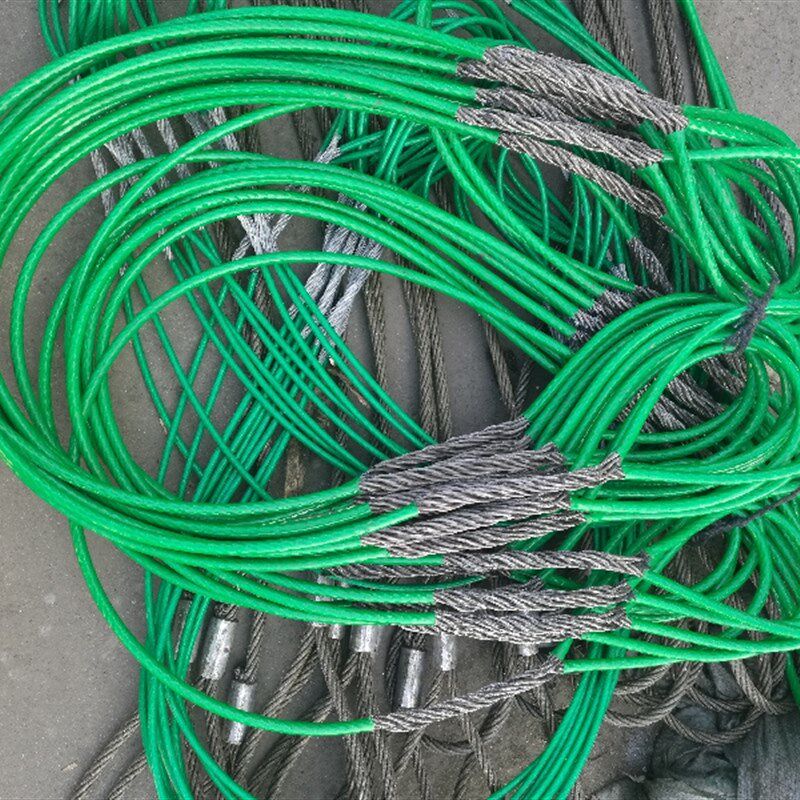 起重行车用注塑包塑复合尼龙钢丝绳插编卡扣压制吊索具6MM-24mm