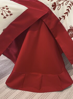 2025新款婚庆大红色100y支长绒棉四件套全棉印花结婚床上用品4