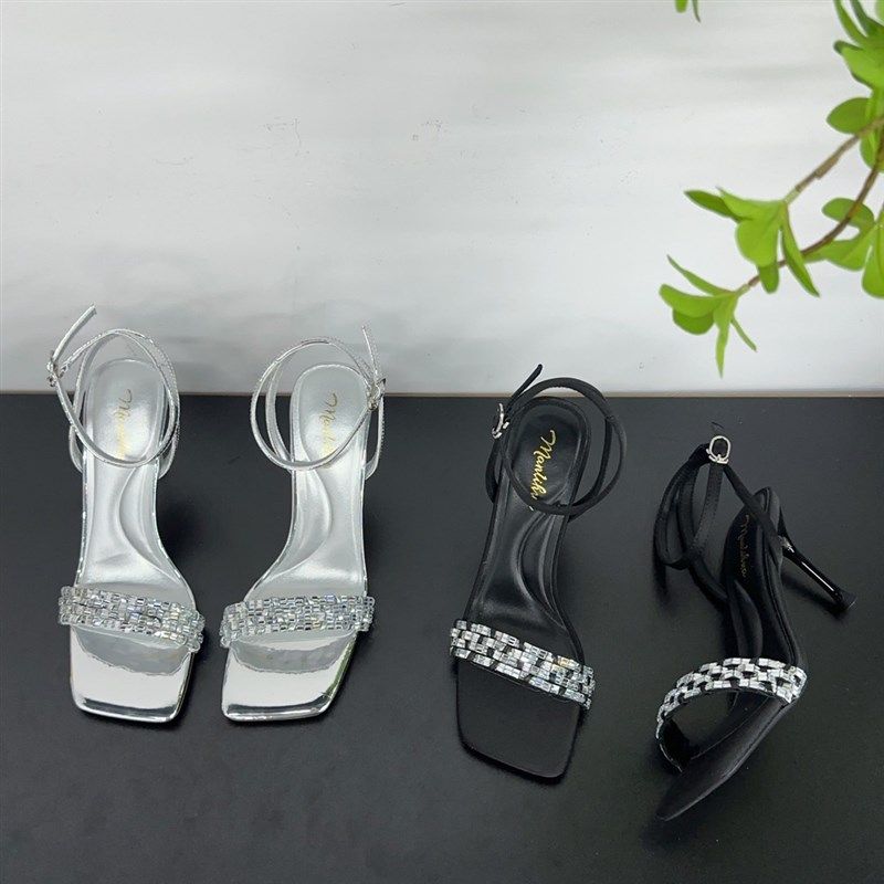 撤柜2025年新款一字r带水钻高跟凉拖鞋女细跟方头法式露趾凉鞋,女鞋,一字带凉鞋,淘宝优惠券,粉丝福利购,淘宝优惠卷