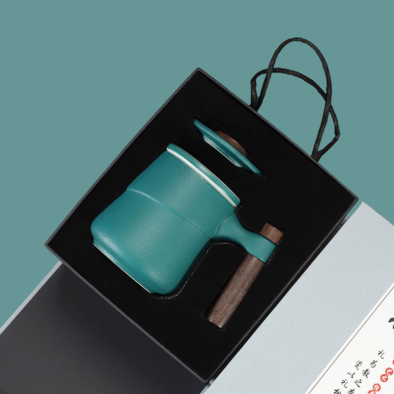 马克杯带盖分离大容量陶瓷礼盒泡茶水杯F子办公室礼品刻字定制log