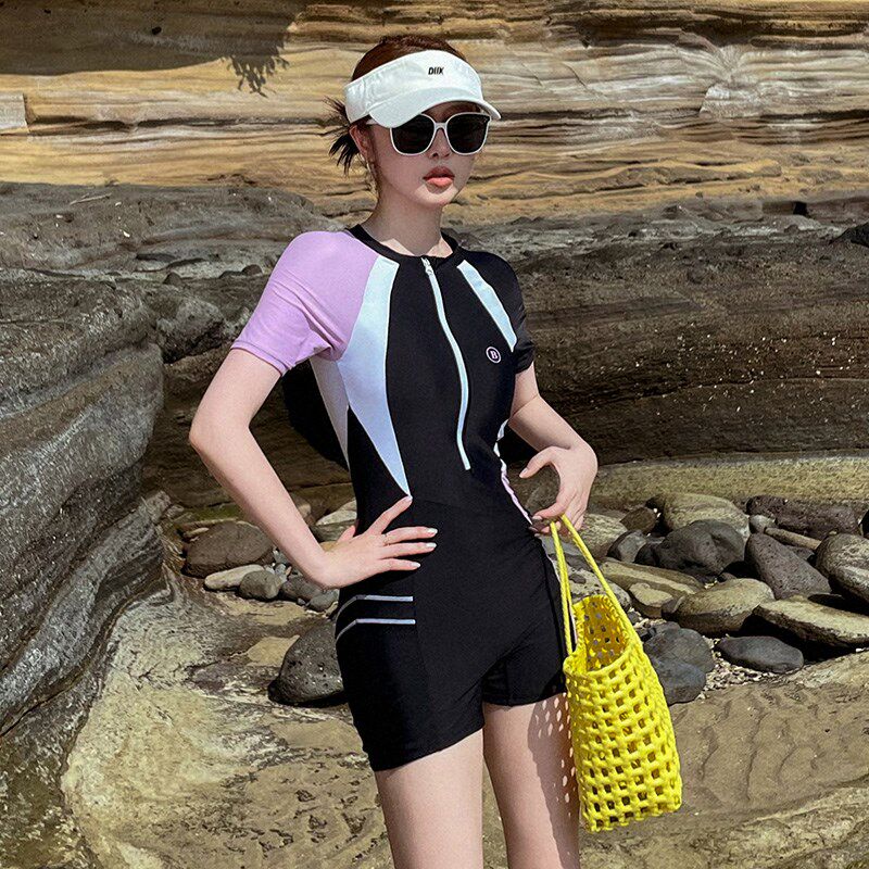 连体泳衣女e士竞速训练2024新款大中学生女生带胸垫保守游泳衣