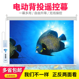 飞丽马做投影电动幕布100寸120寸定背投幕 高清V投影幕双面成像