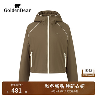 GOLDEN BEAR/金熊26秋冬新品女士休闲连帽短款棉服轻量棉衣外套