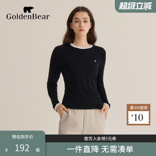 GOLDEN T恤上衣 新品 女裝 微彈含綿羊毛長袖 金熊 秋季 BEAR