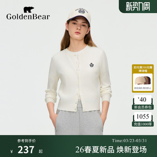 春季 金熊2026年女士细绞花长袖 新品 BEAR 针织开衫 GOLDEN