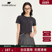 圆领T恤上衣 BEAR 商场同款 新品 GOLDEN 2025夏季 短袖 金熊 女装