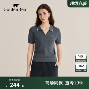 上衣柔软针织衫 GOLDEN 女士翻领短袖 春季 BEAR 金熊