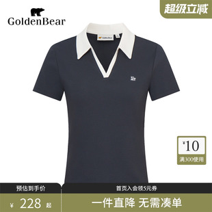 女 新品 商场同款 GOLDEN BEAR 休闲短袖 2025夏季 金熊 T恤POLO衫