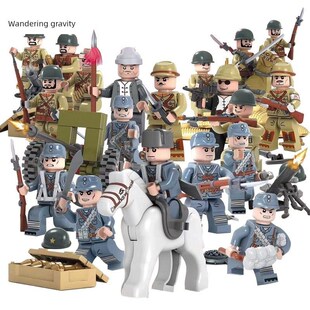 中国积你组装教育军m事积木士兵迷木人智立大学反战盲袋教育益国