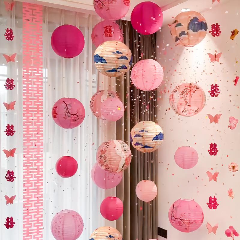 背景布置氛围感拍照场景婚房套装新房女方卧室结婚礼装饰灯笼梦幻