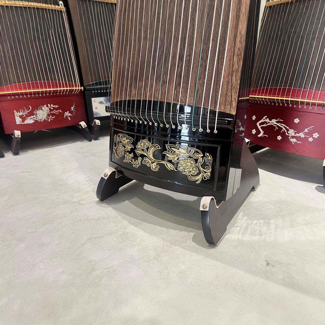 落日熔金 半挖 钢琴烤漆 鎏金工艺 专业演奏古筝