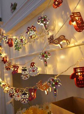 圣诞装饰灯串圣诞老人彩灯灯饰led灯串圣诞灯小灯铁艺圣诞树