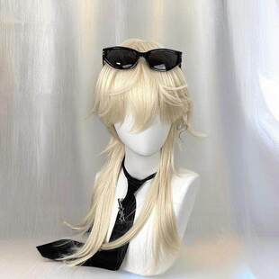 ch瓷爹cos假发拟人美利坚鲻鱼白金色水母狼尾头二次元cos狼尾全