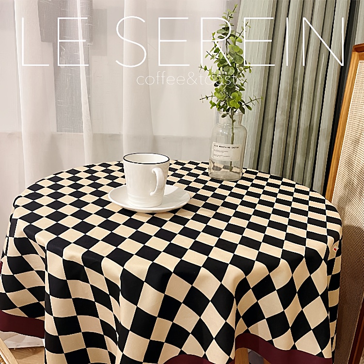 轻奢ins风复古棋盘格桌布长方形餐厅茶几布圆桌布书桌学生餐桌垫