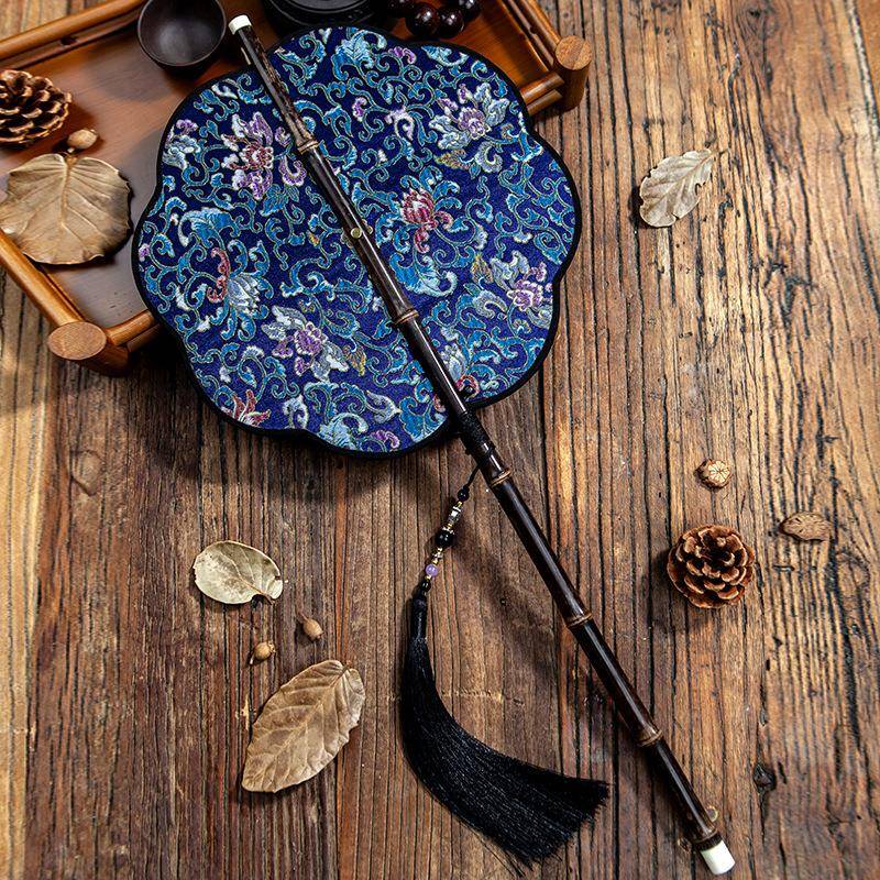 腰扇可卷扇子团扇长柄古风女仙气夏天凉快耐用古典汉服旗袍舞蹈扇