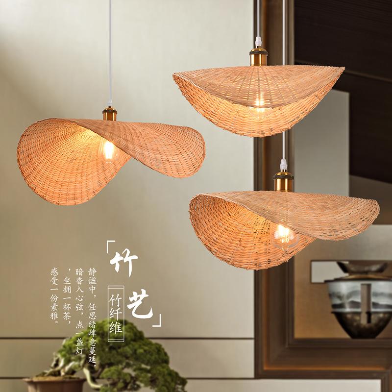 中式竹编餐厅茶室吊灯走廊楼梯组合灯服装店侘寂风日式民宿竹艺灯