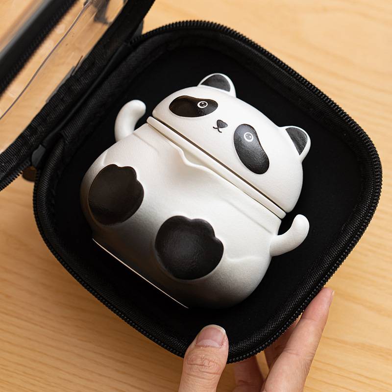 熊猫便携旅行茶具套装简易户外泡茶壶茶杯精致女士可爱露营快客杯