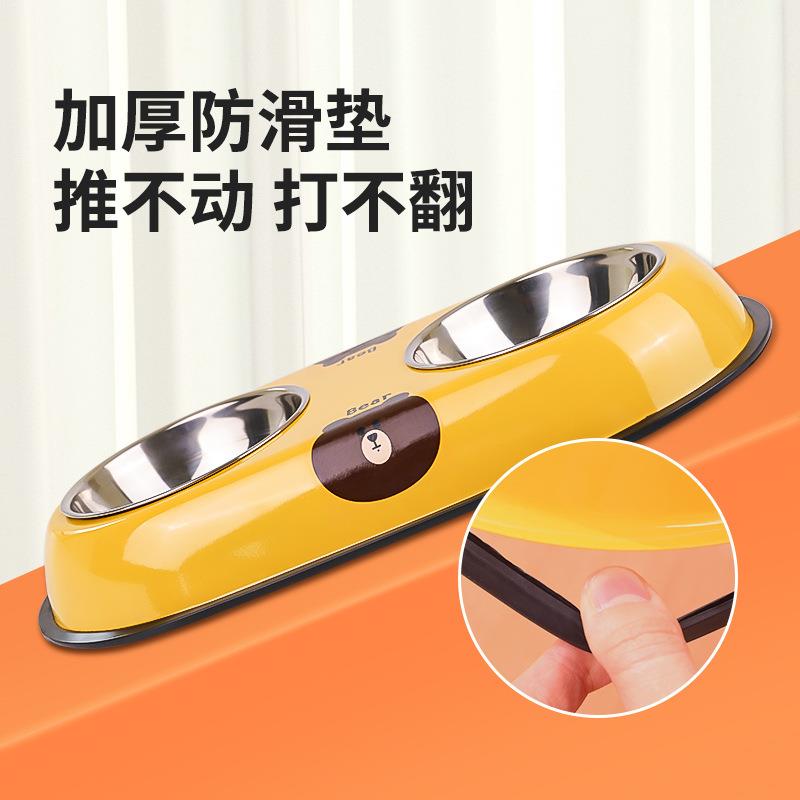 狗碗狗盆猫碗猫食盆狗狗饭盆防打翻双碗喝水一体中小型犬宠物用品