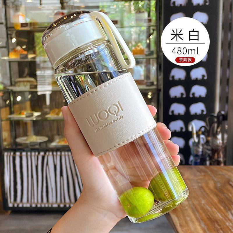 水杯女韩版玻璃可爱清新时尚感夏天耐热玻璃茶杯大容量便携透明杯