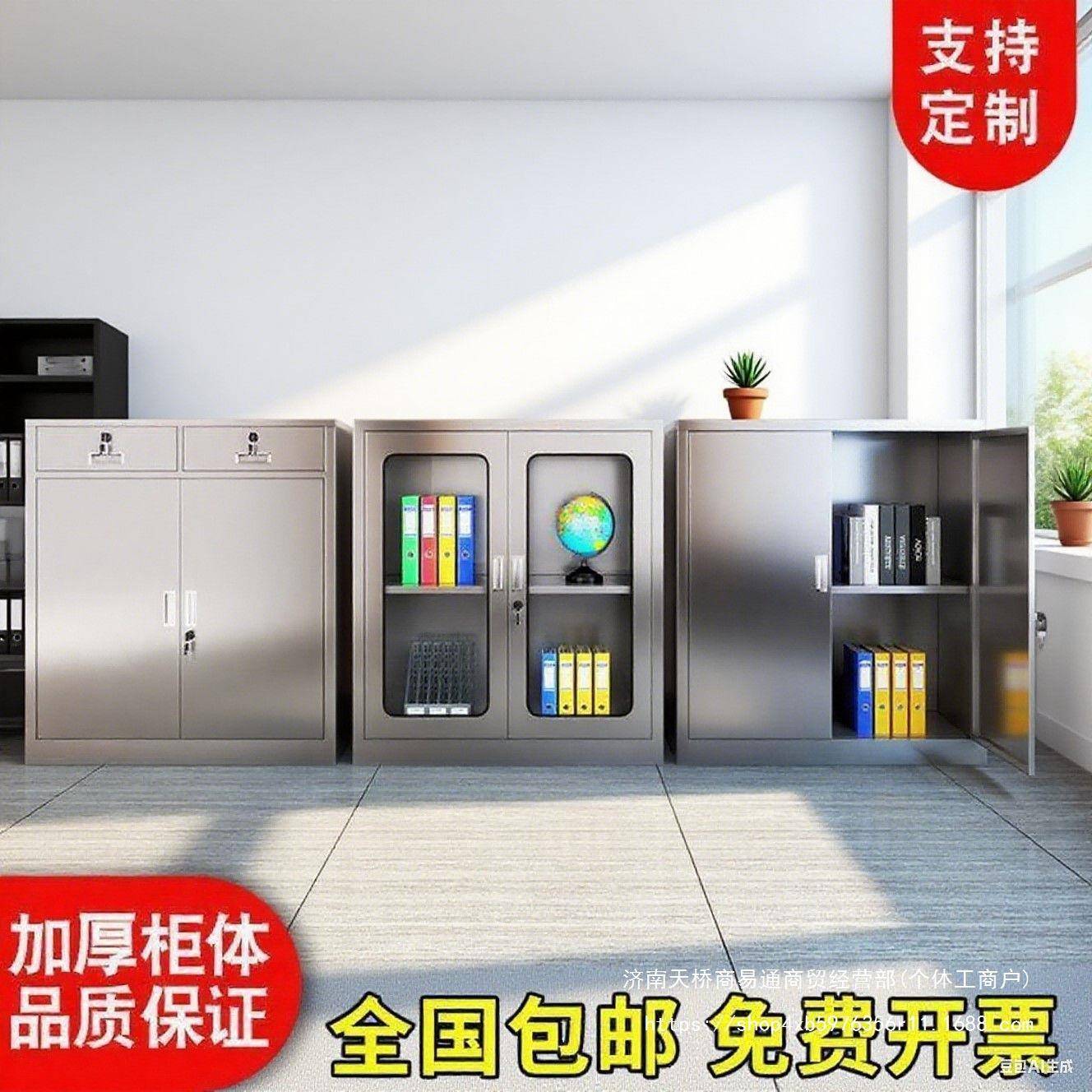 加厚不锈钢矮柜文件柜带锁抽屉工具柜资料收纳文件储物柜床头柜