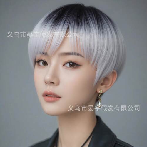 假发短发女自然蓬松全头套减龄波波头假发套中性酷帅气韩式男发型