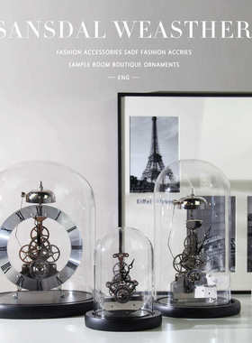 个性创意时钟座钟表床头柜书柜书架书桌桌面精致金属摆件轻奢软装