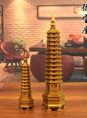 纯铜文昌塔摆件纯铜九层塔十w三层塔办公室书桌办公室装饰13层大