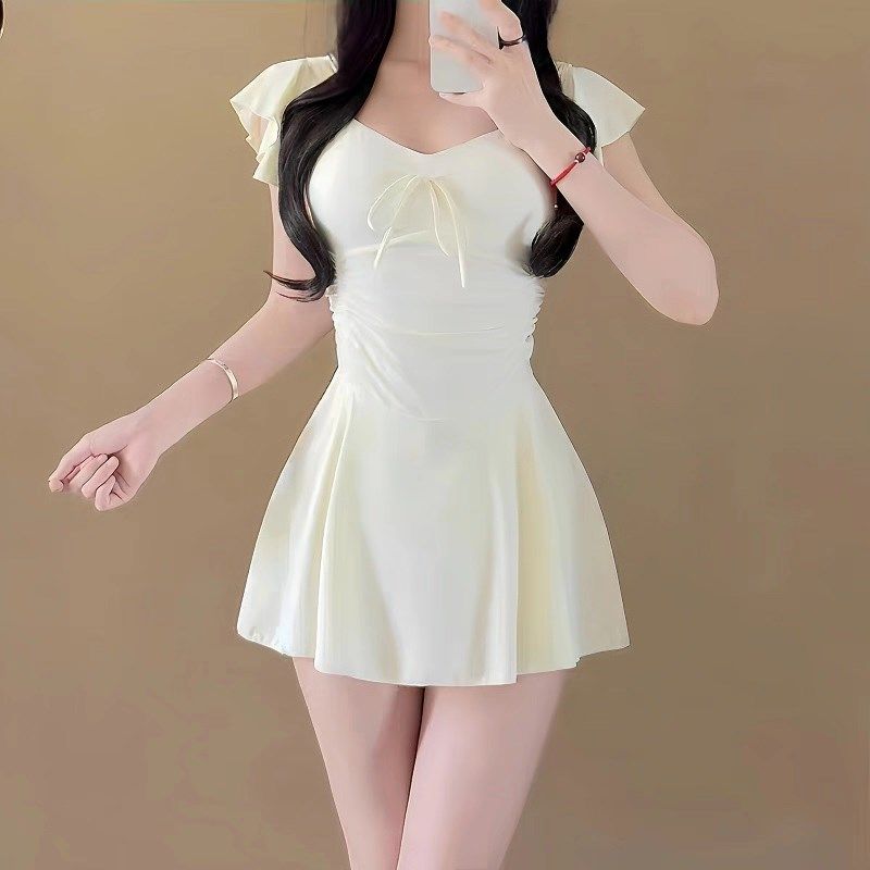 泳衣女高级感连体裙式平角u遮肚显瘦小胸聚拢保守少女温泉度假泳,运动/瑜伽/健身/球迷用品,连体泳衣,淘宝优惠券,粉丝福利购,淘宝优惠卷