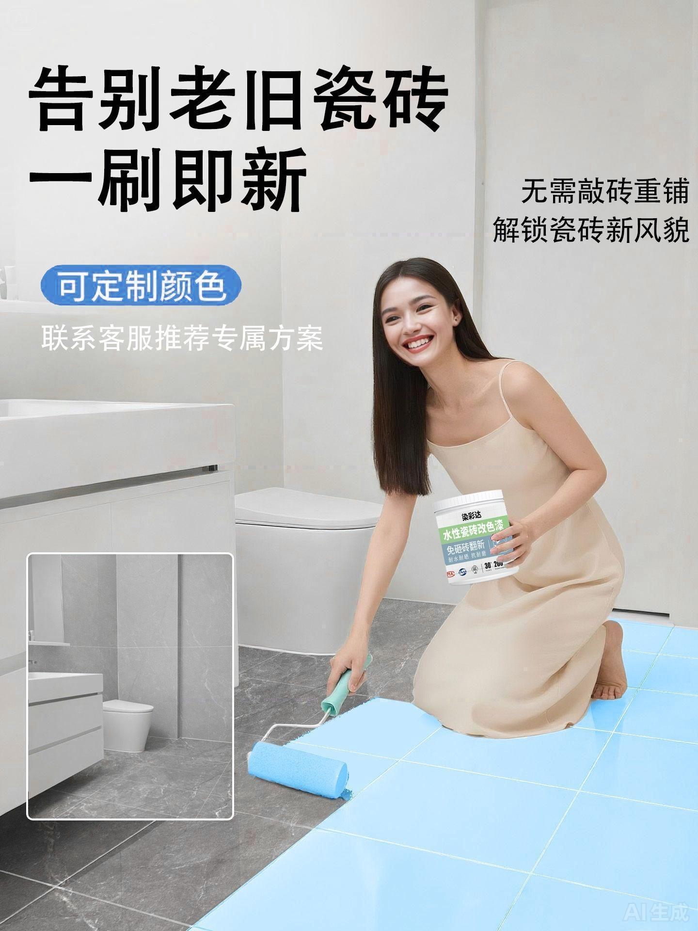 染彩达客厅瓷砖改色漆地面地砖翻新大理石专用室外庭院阳台水性漆
