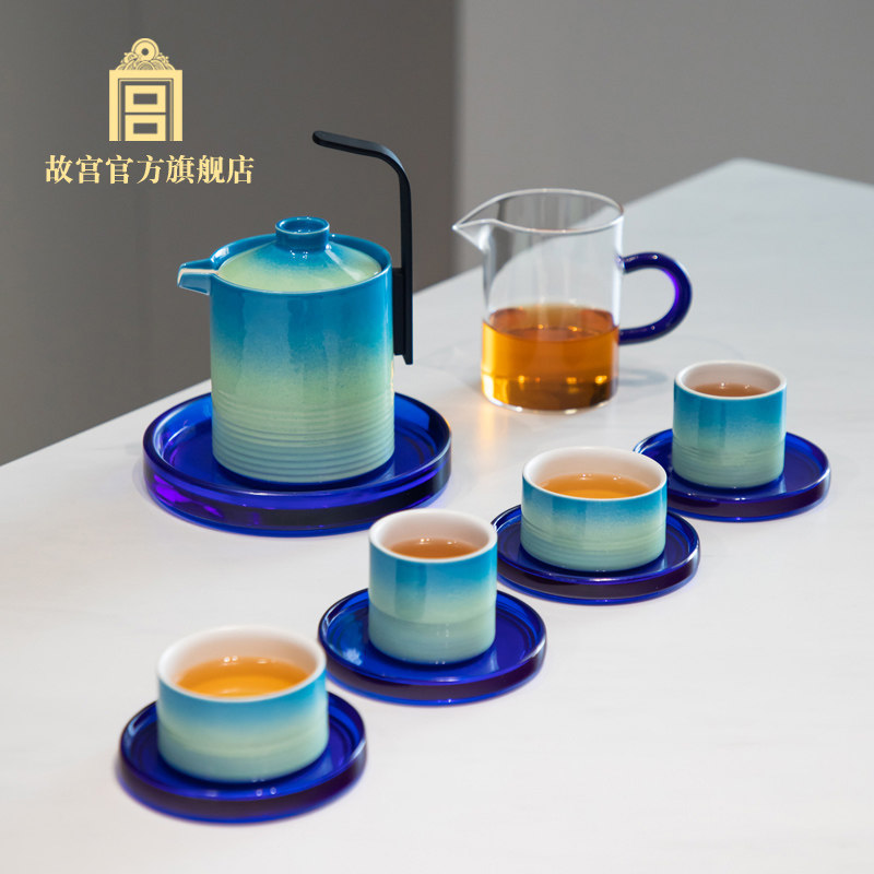 故宫 千里江山 茶具套装 11件套 陶制茶具礼品 茶杯 教师节礼物