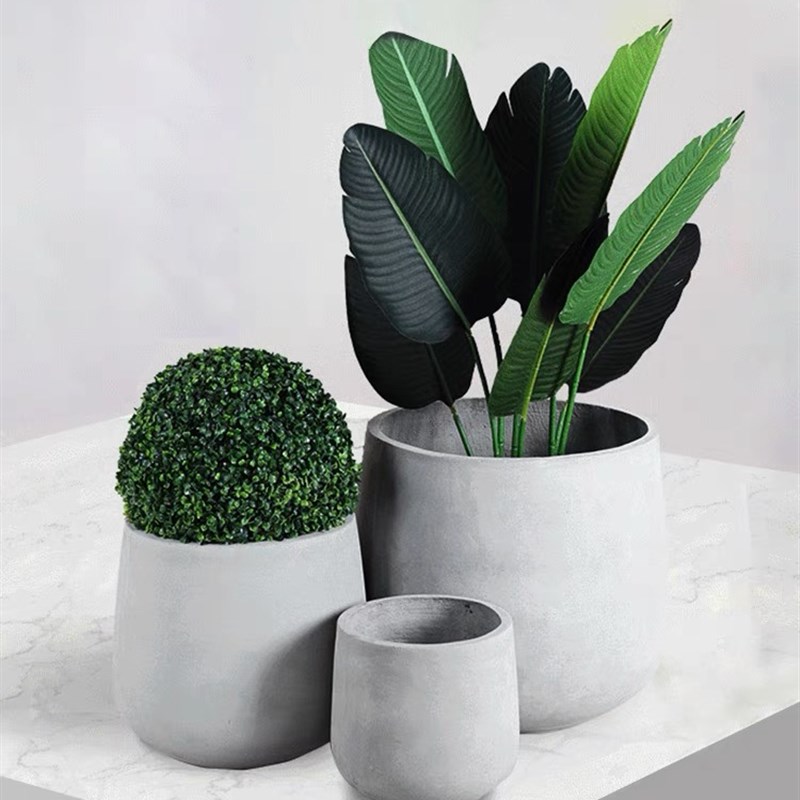 水泥花盆花箱种植箱户外庭院花卉绿植盆景盆酒杯形镁泥盆北欧风格