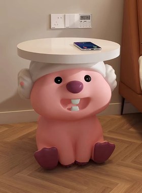 轻奢客厅沙发可移动loopy茶几边几小户型落地床头柜创意海狸摆件