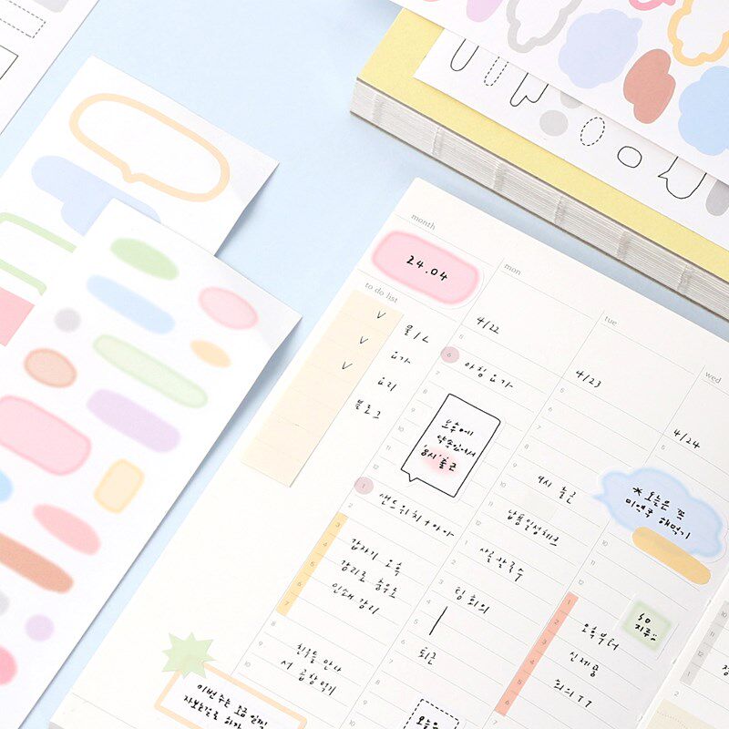 韩国wannathis彩色朦胧气泡留言框纸质贴纸DIY手帐日记本装饰贴画