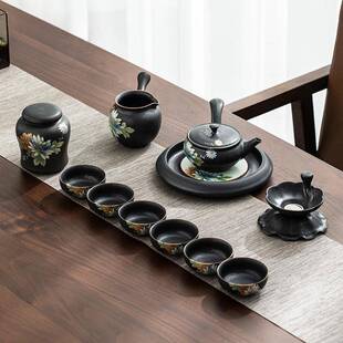 家用泡茶器茶海公道杯杯垫茶叶罐陶瓷壶承 茶壶盖碗茶杯套装