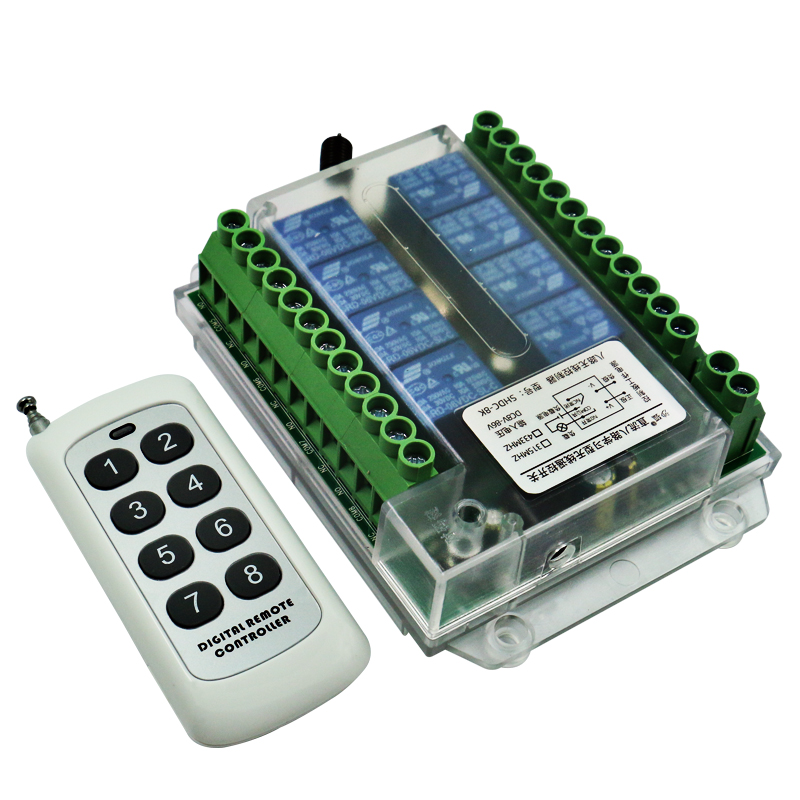 12V24V60V八路无线遥控开关 多功能8路接收控制器八键摇控发射器