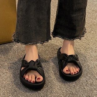 美拉德踩屎感凉h拖鞋女2024新款夏季外穿半拖孕妇凉鞋百搭沙滩鞋