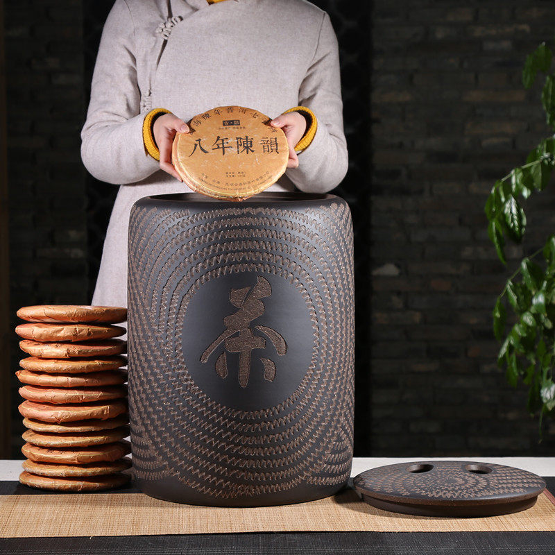 宜兴大号a紫砂茶叶罐特大号茶叶缸手工普洱散茶饼罐大码密封存茶