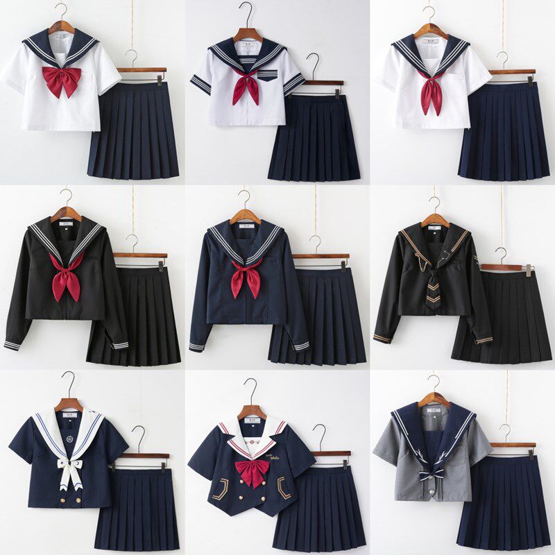 日系正统基础款长袖JK制服关西襟刺F绣软姐妹中间服水手服班服套