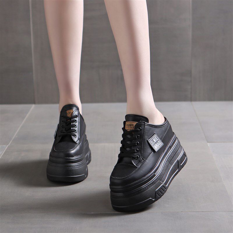 厚底内增高12cm包头半拖鞋女夏季松糕休闲N一脚蹬懒人鞋小个子半