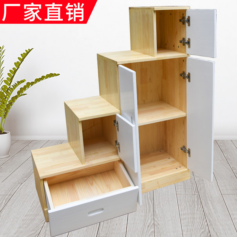 上下床实木楼梯柜抽屉式阳台v柜储物柜可移动阁楼楼梯收纳阶梯柜