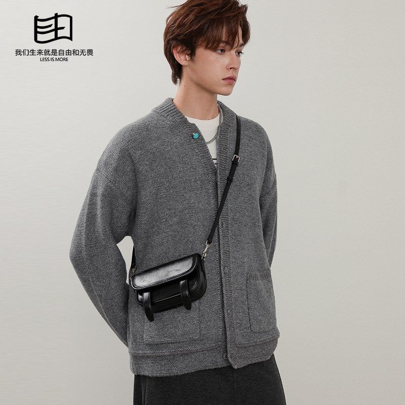 简约通勤斜挎手机包2025新款z男包迷你小包包高级感软皮单肩小挎