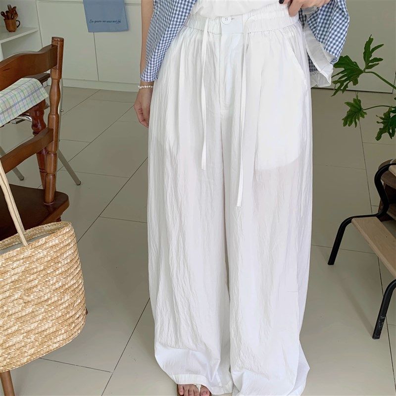 一只西由XIYO直筒抽绳阔腿裤夏季垂感拖L地裤休闲薄款凉凉裤长裤,女装/女士精品,休闲裤,淘宝优惠券,粉丝福利购,淘宝优惠卷